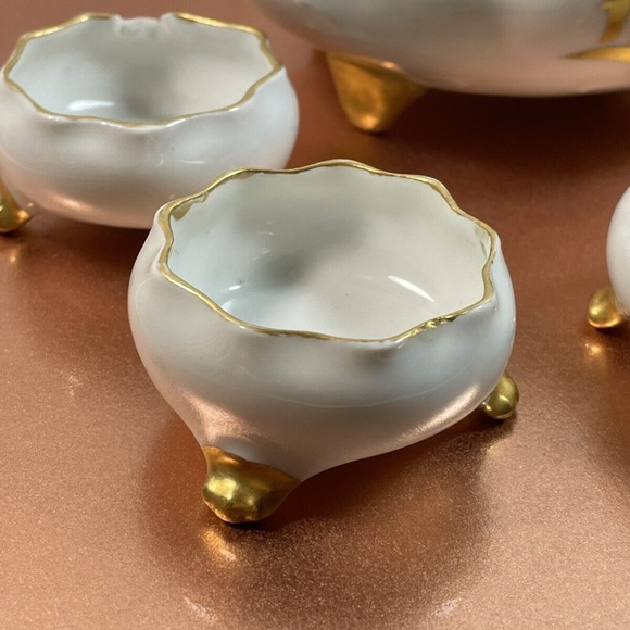 Antique 6 pc set O&EG Royal & Princes Louise Austria Bowl Open Salt Cellars - Picture 10 of 11